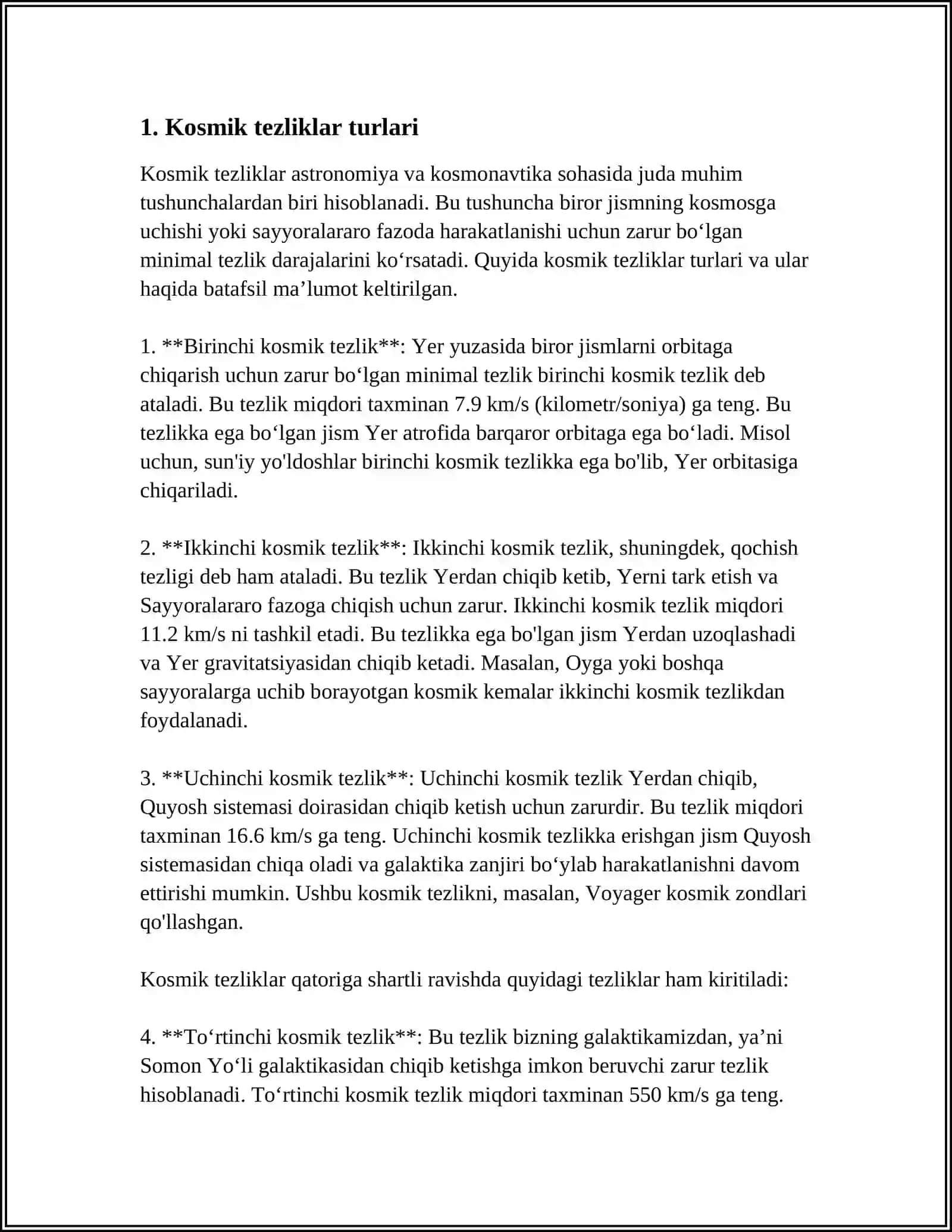 KOSMIK TEZLIKLAR. SUN’IY YO’LDOSHLAR 3