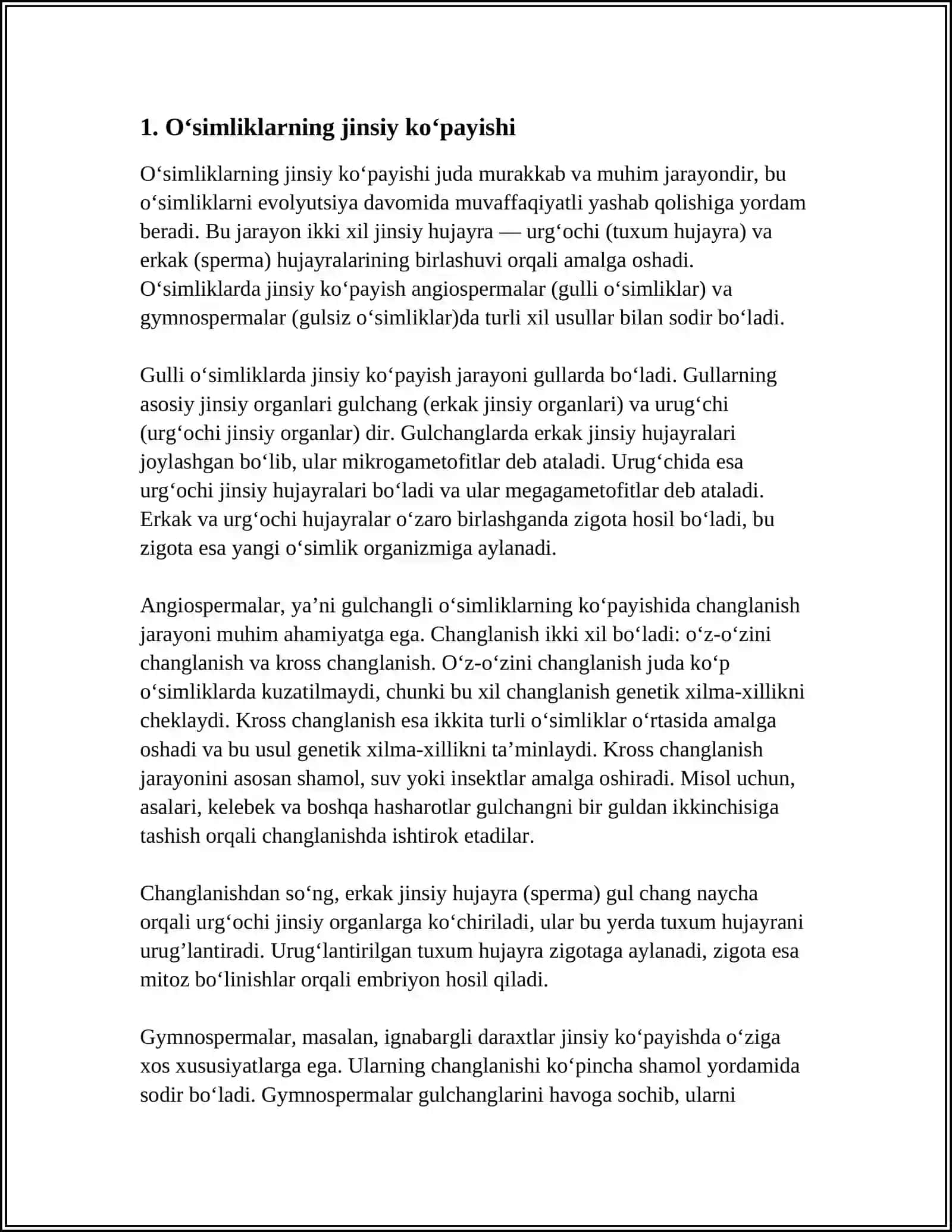 Oʻsimliklarning koʻpayish xillari va undan seleksiyada foydalanish 3