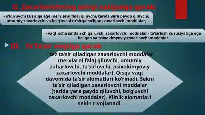 KIMYOVIY QUROL. KIMYOVIY ZАRАRLАNISH О’CHОG’I. KIMYOVIY VAZIYATNI BAHOLASH 3