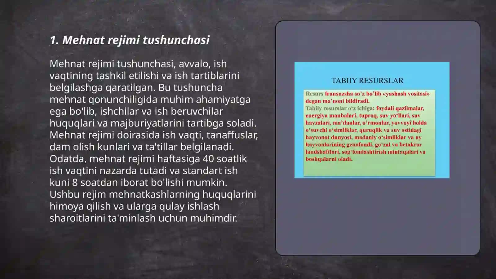 Mehnat rejimi haqida umumiy tushuncha 3