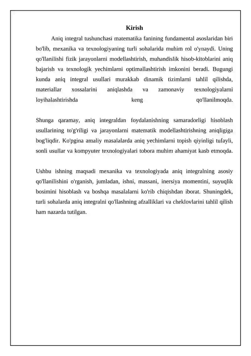 Aniq integralning mexanika va texnikada tadbiqlari 3