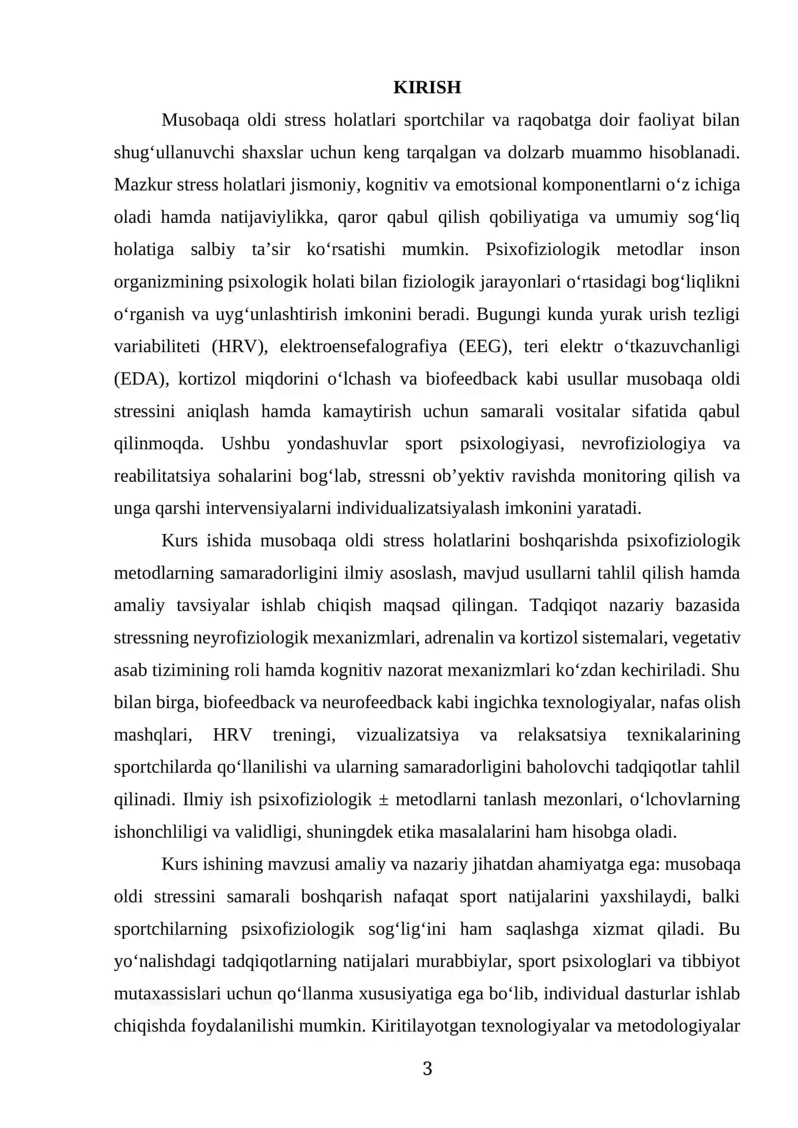 "MUSOBAQA OLDI STRESS HOLATLARINI BOSHQARISHDA PSIXOFIZIOLOGIK METODLARDAN FOYDALANISH" 3