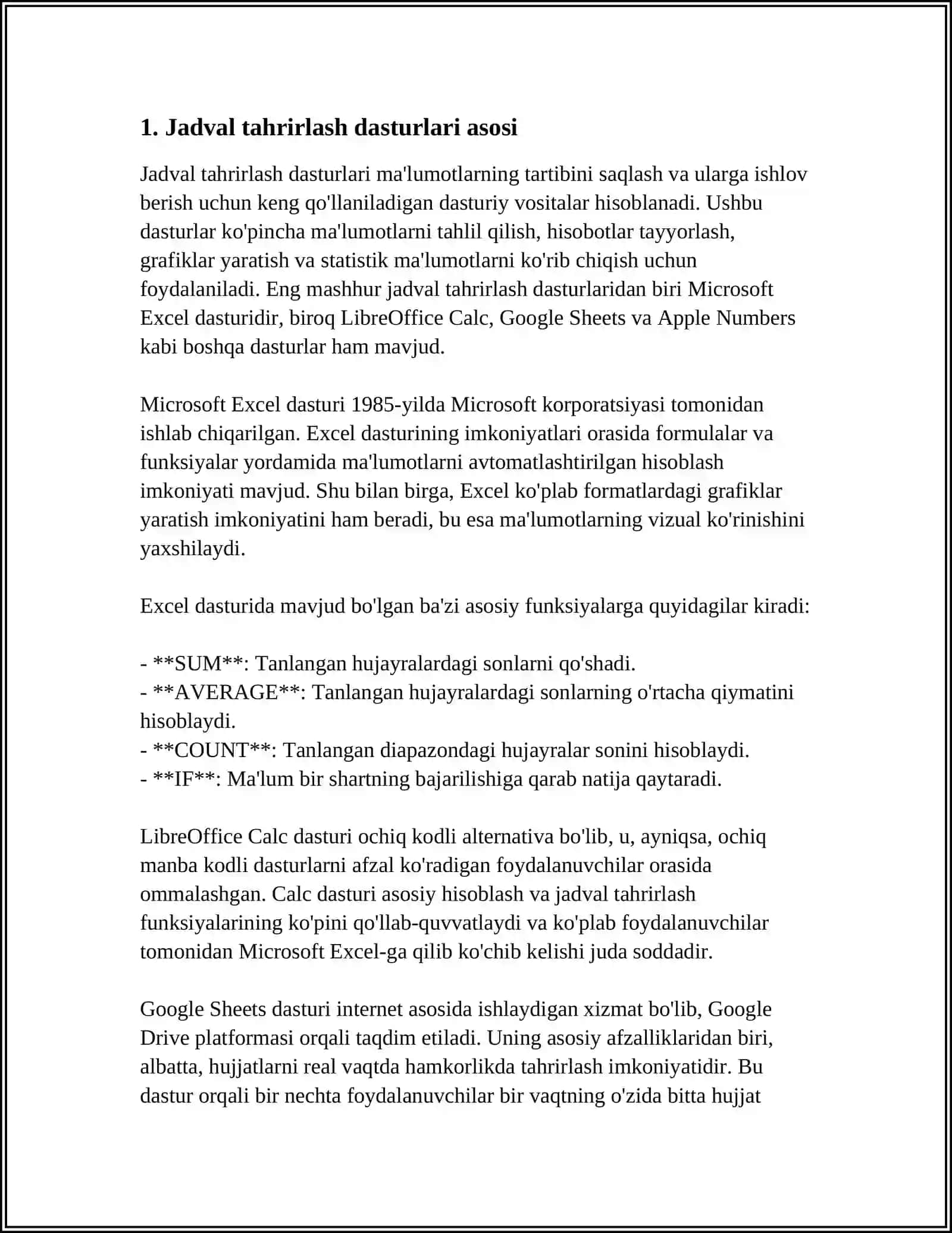 Jadval tahrirlash dasturlari 3