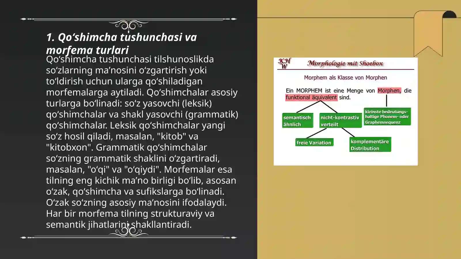 Qoʻshimcha va morfema. Qoʻshimchalarning maʼno vazifasiga koʻra turlari 3