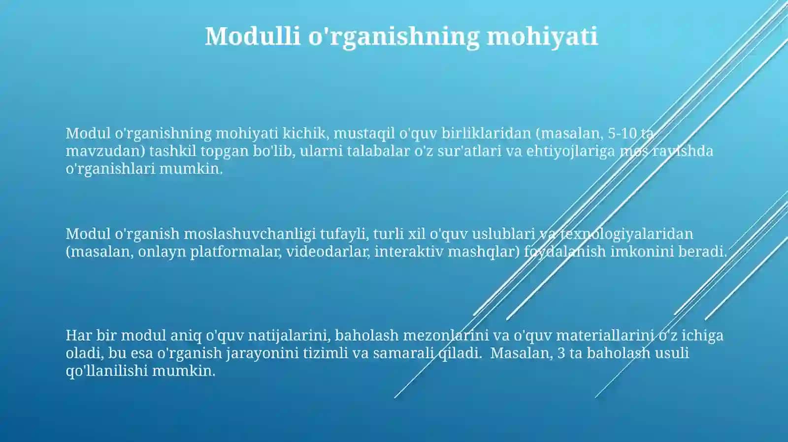 Modulli o'qitishning mohiyati 3
