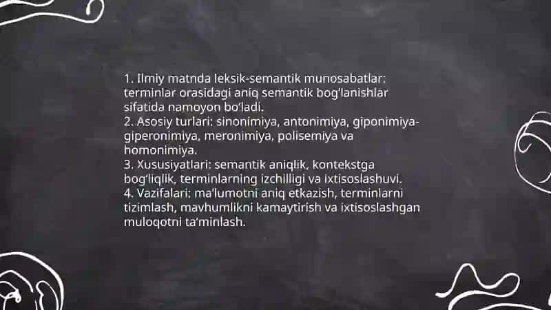 Ilmiy matnda so'zlarning o'zaro munosabatga kirish xususiyatlari DI 607-25 3
