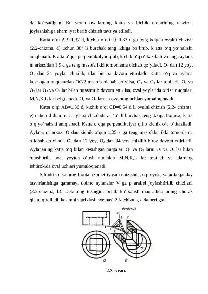 Qiyshiq burchakli aksonometrik proyeksiyalar va uning turlari 3