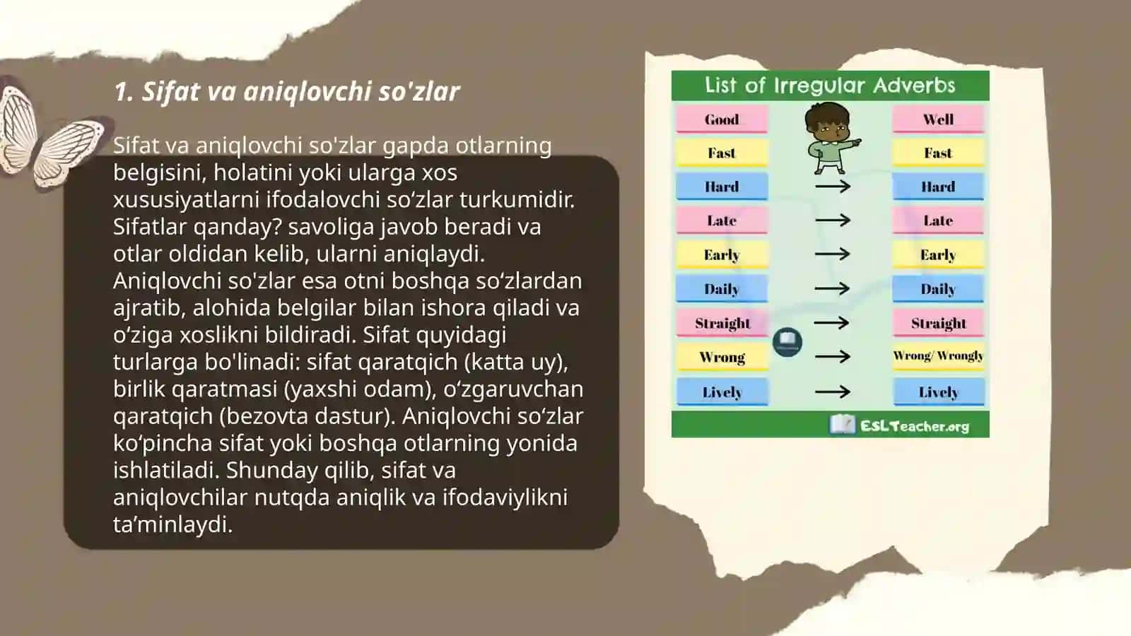 Adjectives-o'zbek tilida 3