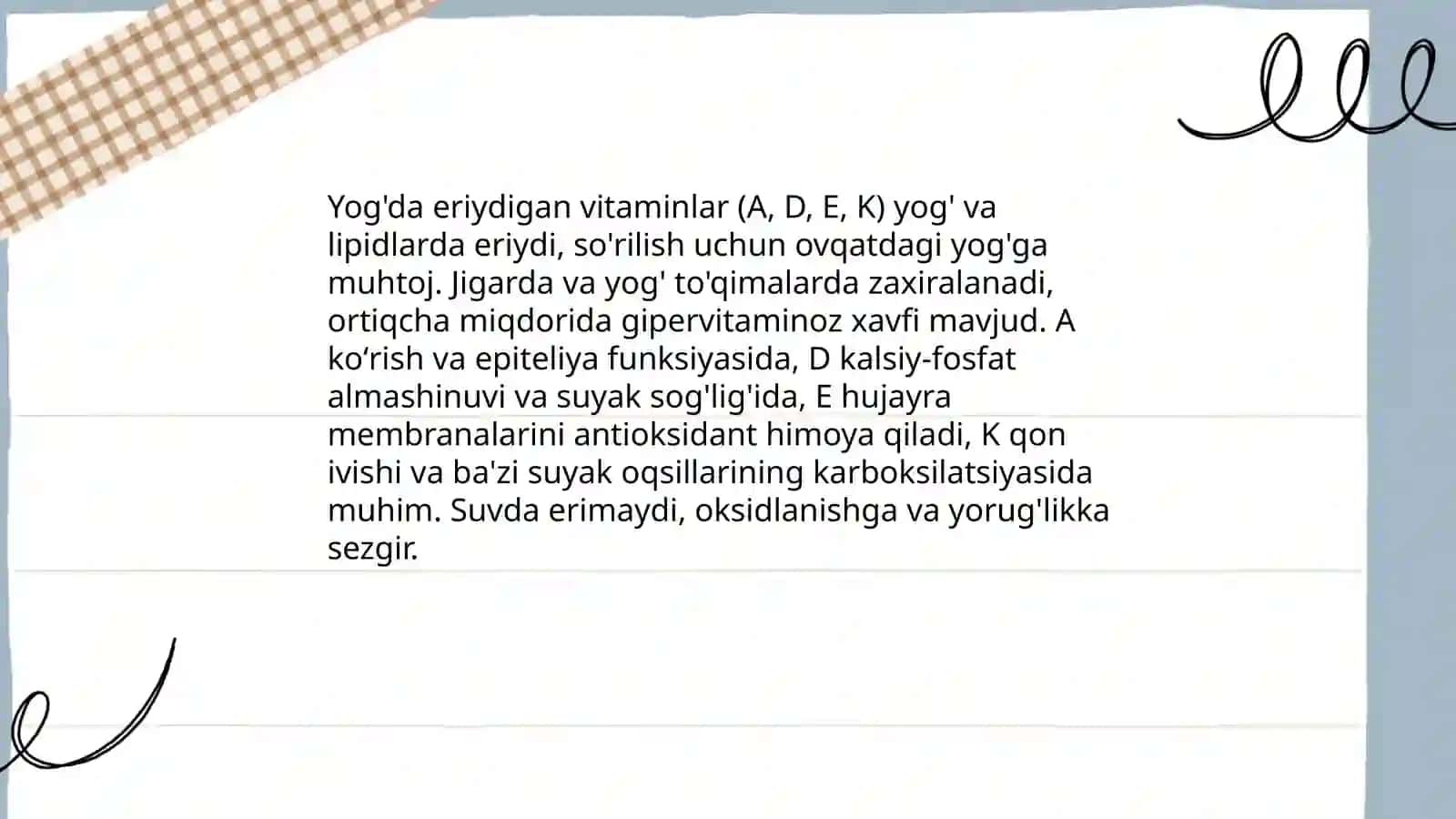 Yog'da va suvda eruvchi vitaminlar 3