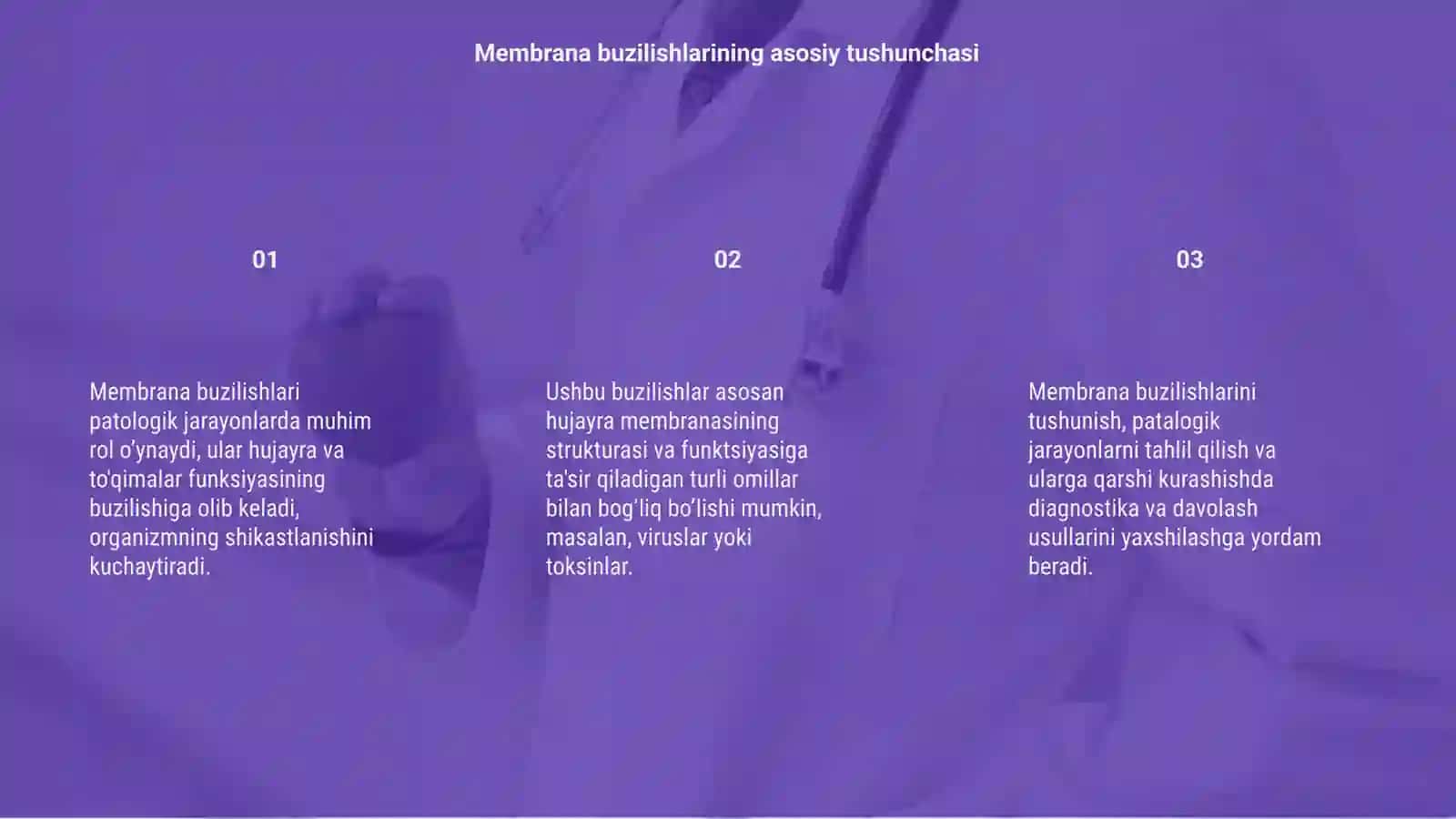 Membrana buzilishlarini patologik jarayonlarni kelib chiqishidagi orni 3