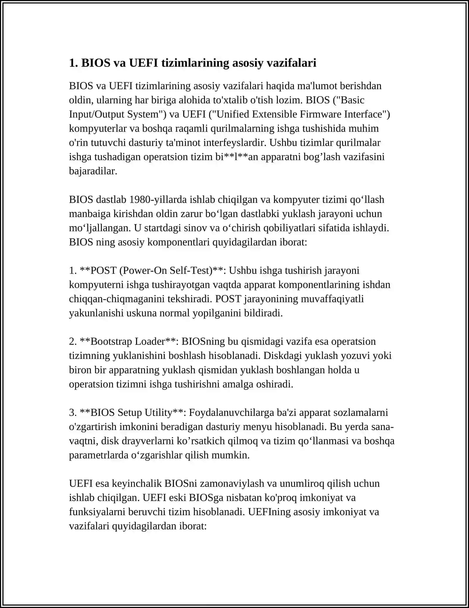 BIOS VA UEFI TIZIMLARI: FARQLARI VA FUNKSIYALARI 3