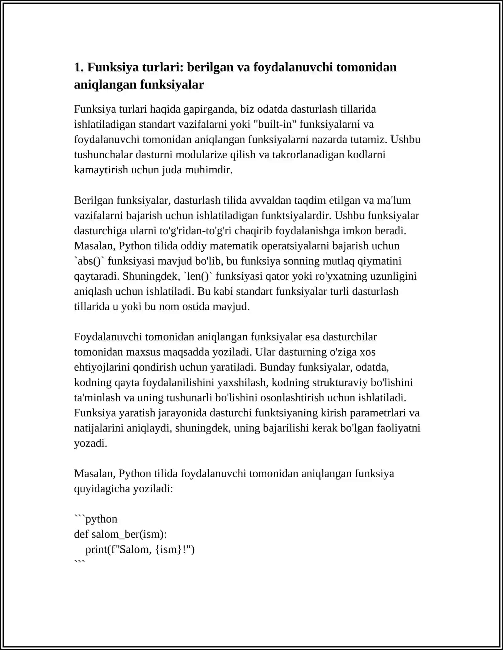 PYTHON DASTURLASH TILIDA FUNKSIYALAR 3