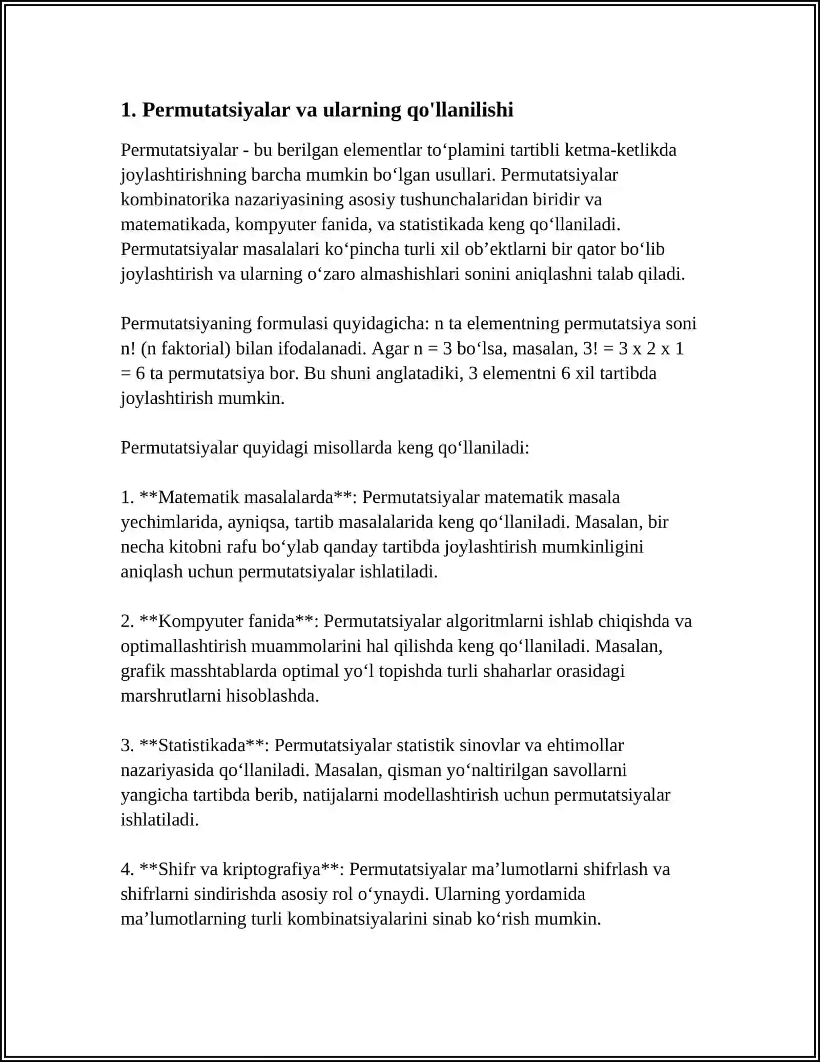 KABINATORIK MASALALAR YECHISH USULLARI 3