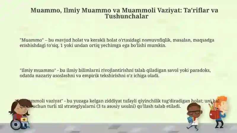 Muammo, Ilmiy Muammo va Muammoli Vaziyat: Ta'riflar va Turlari 3