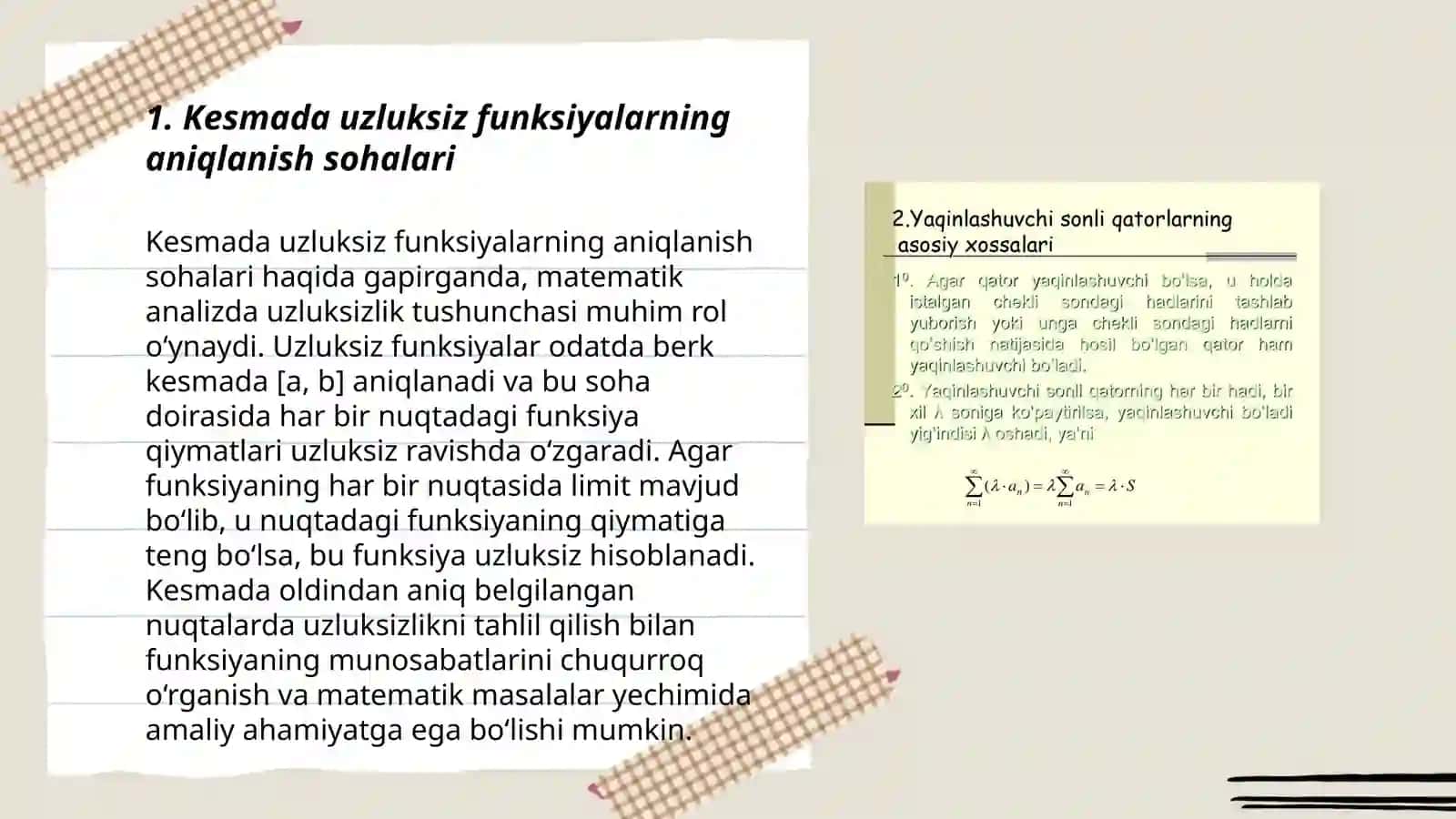 Kesmada uzluksiz fuksiyalarning xossalari 3
