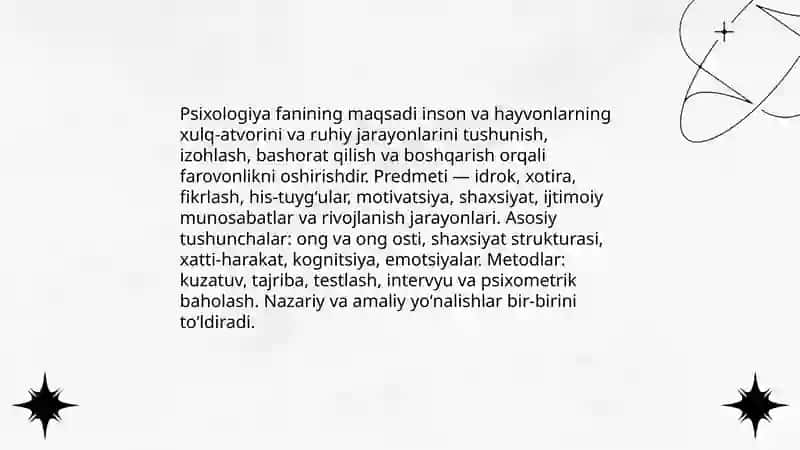 Psixologiya fanining maqsadi va predmeti 3
