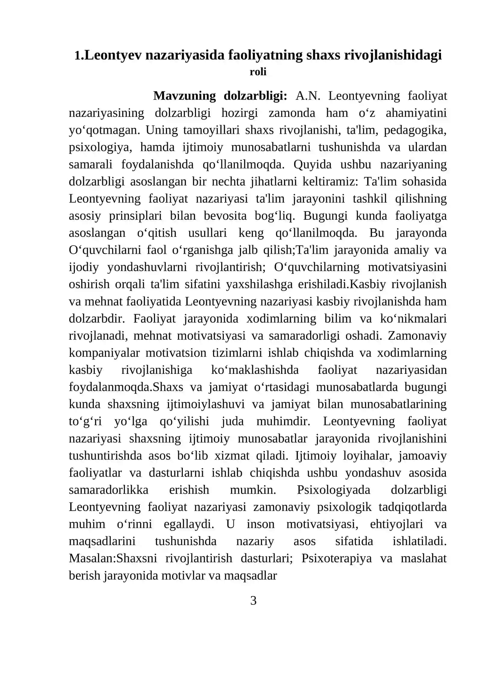 Shaxsning tuzilishi va rivojlanishi to'g'risida umumiy fikr (Leontiev) 3