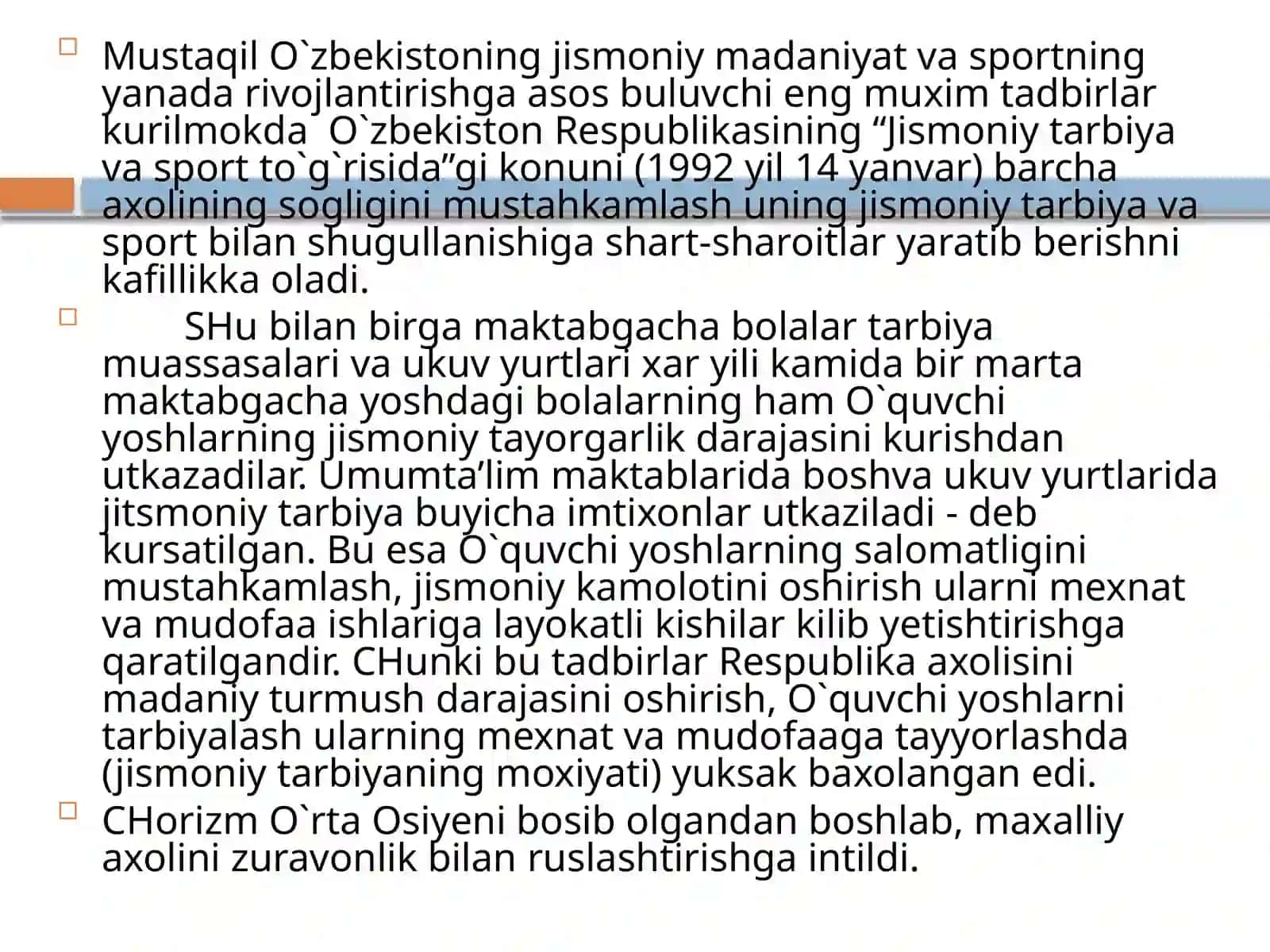 O’zbekiston Respublikasi dajismoniy madaniyat va sportning rivojlanishi 3