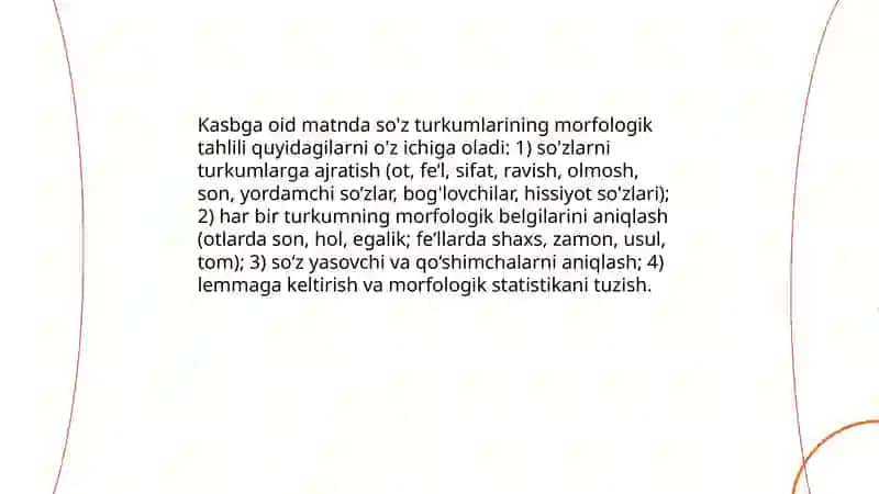 Kasbga oid matnni grammatik tahlil qilish 3