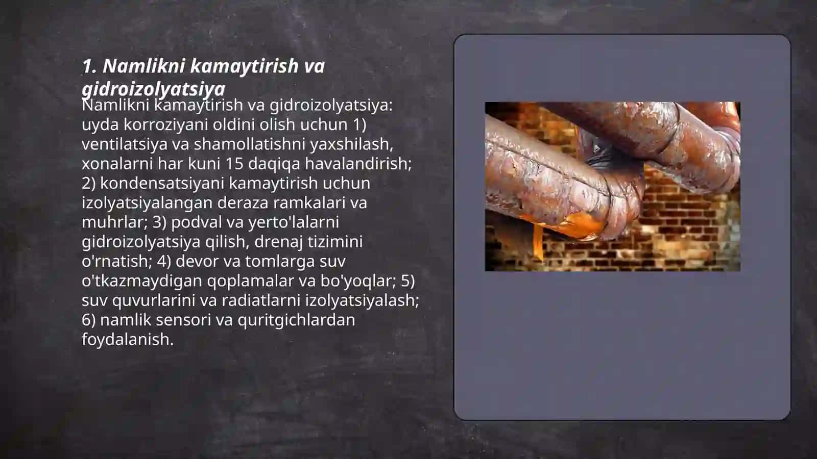 Namlikni kamaytirish va gidroizolyatsiya 3