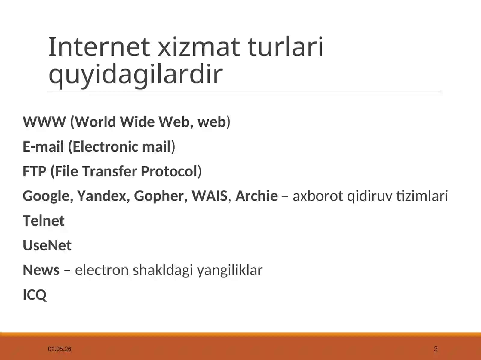 Internet texnologiyasi va uning xizmatlari 3