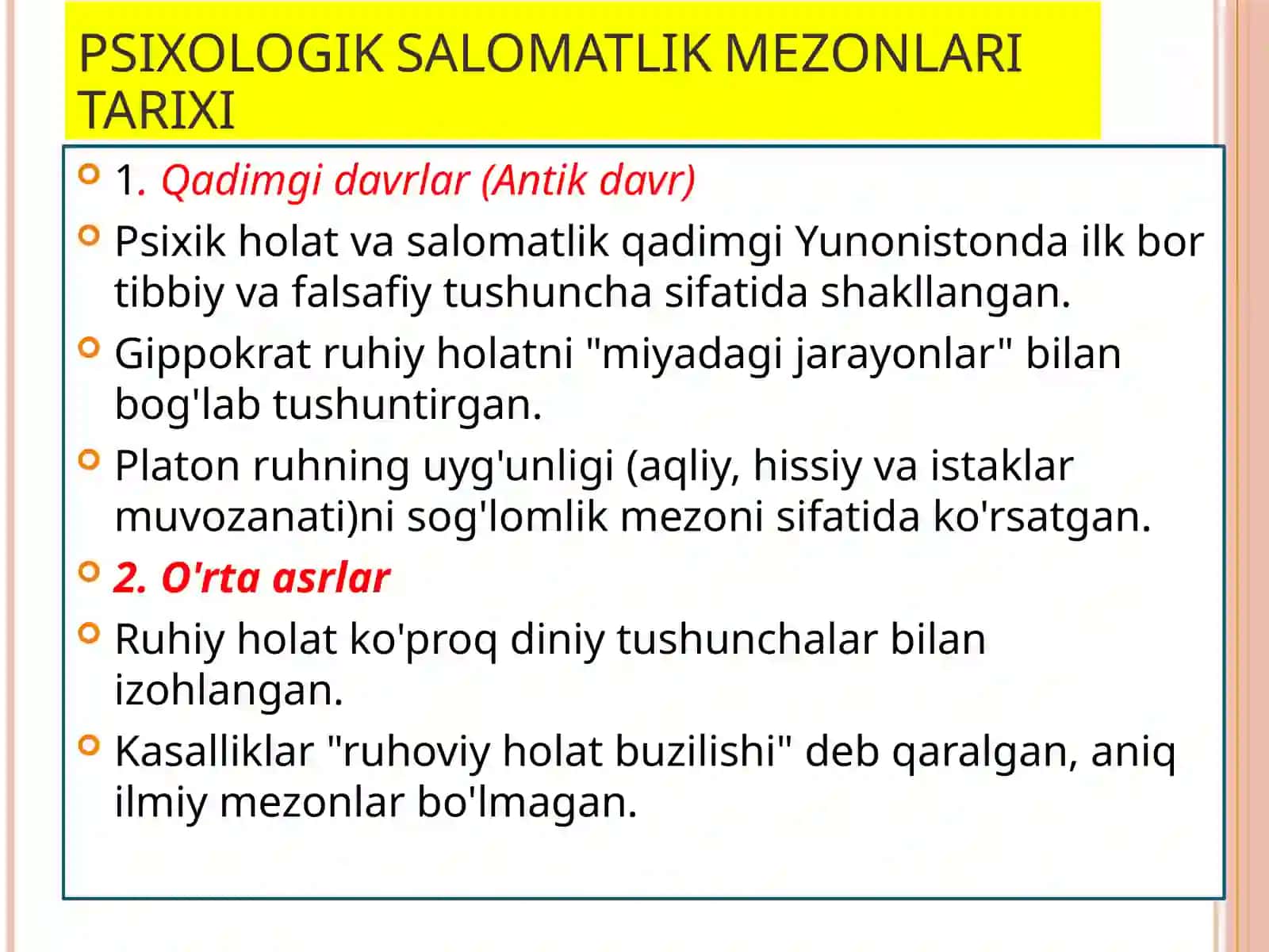 Pisixologiya fanidan, psixologik salomatlik mezonlari 3