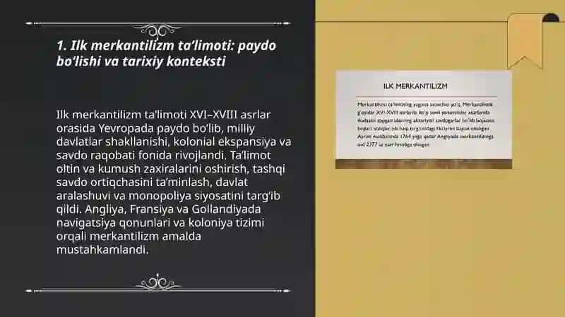 Ilk merkantilizm ta‘limoti va uning namoyondalari taqdimot tayorlash 3