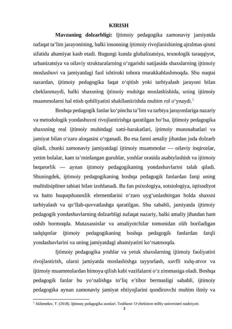 Ijtimoiy pedagogikaning boshqa pedagogik fanlardan farqi 3