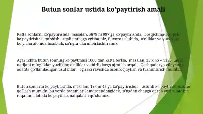 Nomanfiy butun sonlar ustida arifmetik amallar bajarishning og'zaki usullari 3
