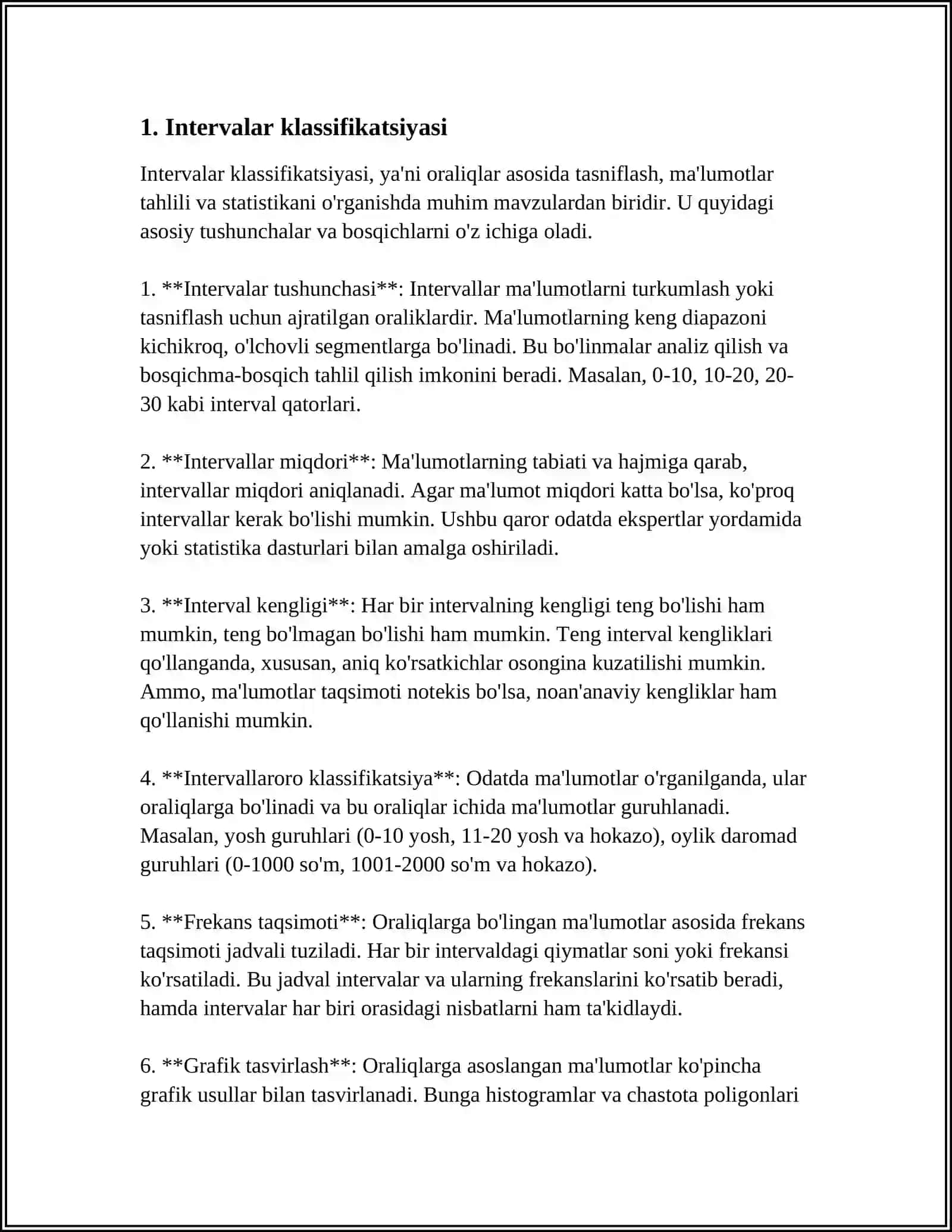 MUSTAQIL ISH Mavzu: INTERVALLAR 3