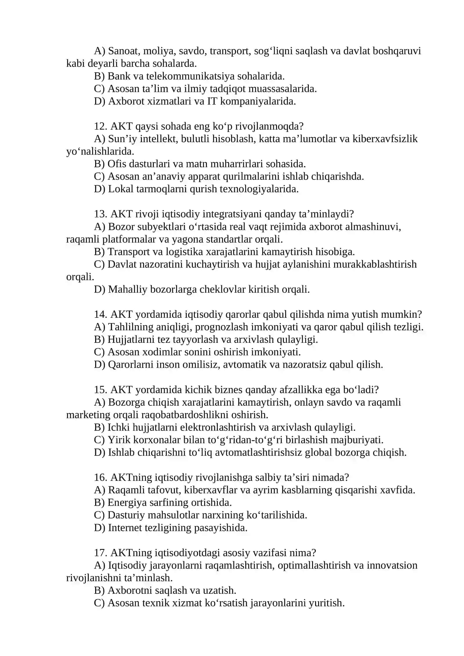 KOMPYUTER VA DASTURIY INJINIRING TESTLAR BAZASI 3