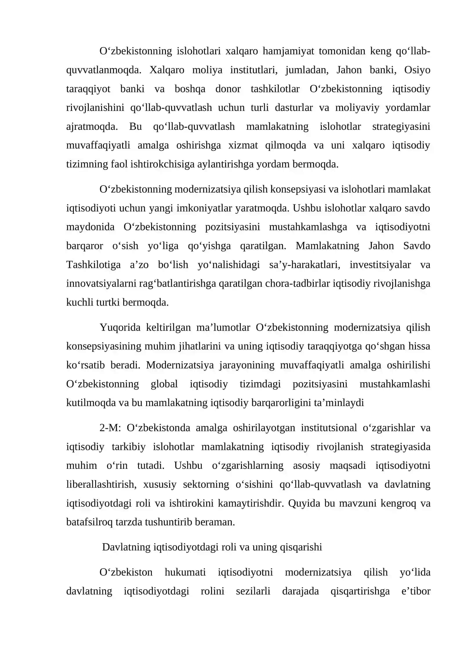 MAMLAKATNI MODERNIZATSIYA QILISH SHAROITIDA INSTITUTSIONAL ISLOHATLAR 3