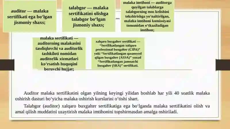 Auditor kasbi malaka sertifikati imtihoni va uni o’tkazish 3