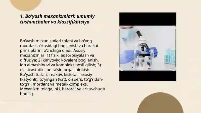 Bo'yash mexanizmlari va usullari.Sitoximik tekshirish usullari 3