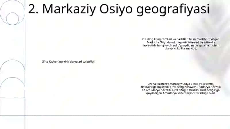 O'Rta Osiyo Daryolari Va Ko'Llariga Tavsif Bering 3
