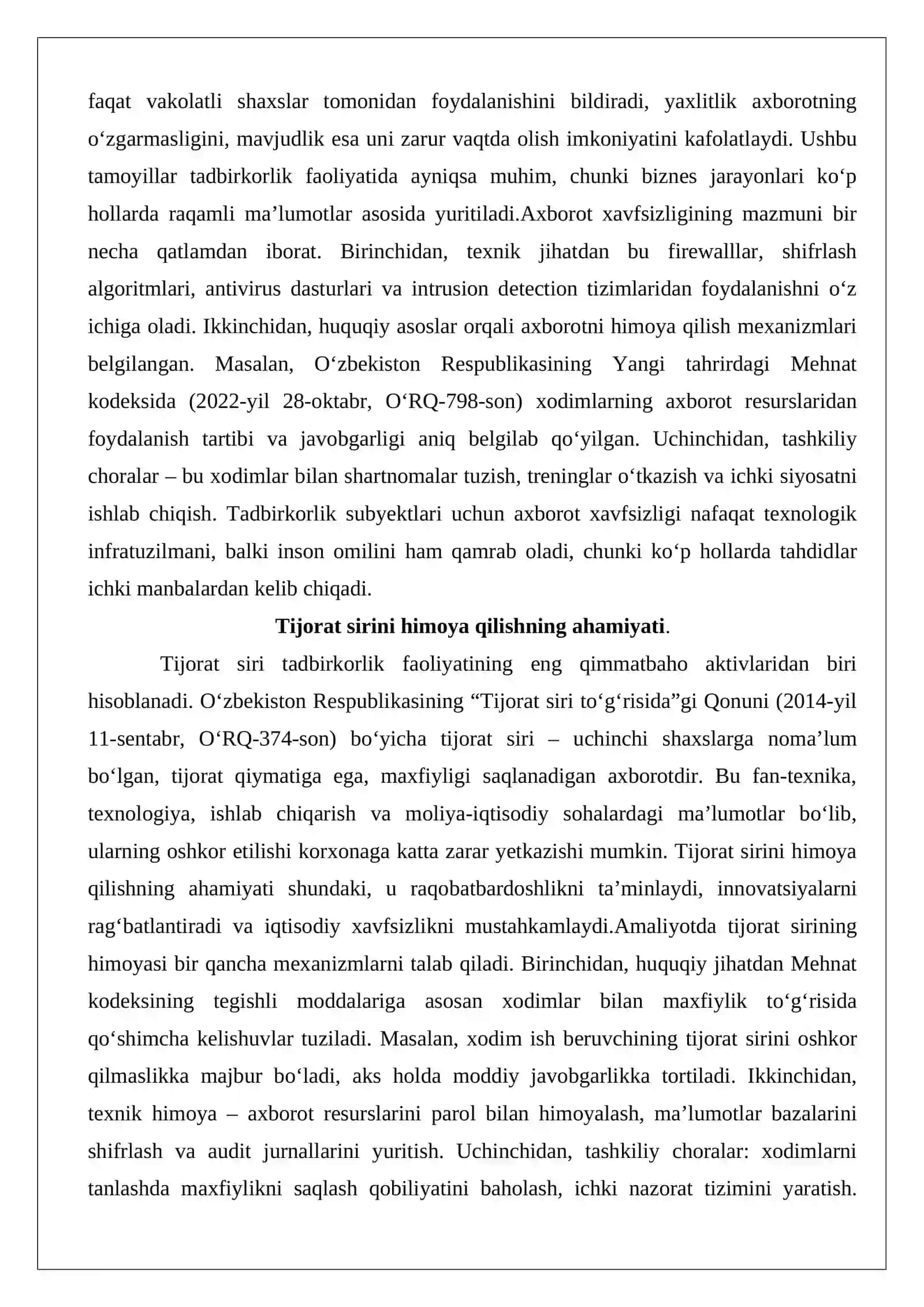 Tadbirkorlik faoliyatida axborot xavfsizligini ta’minlashning huquqiy masalalari 3