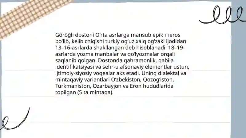 Gõrõğli dostoni tahlili 3