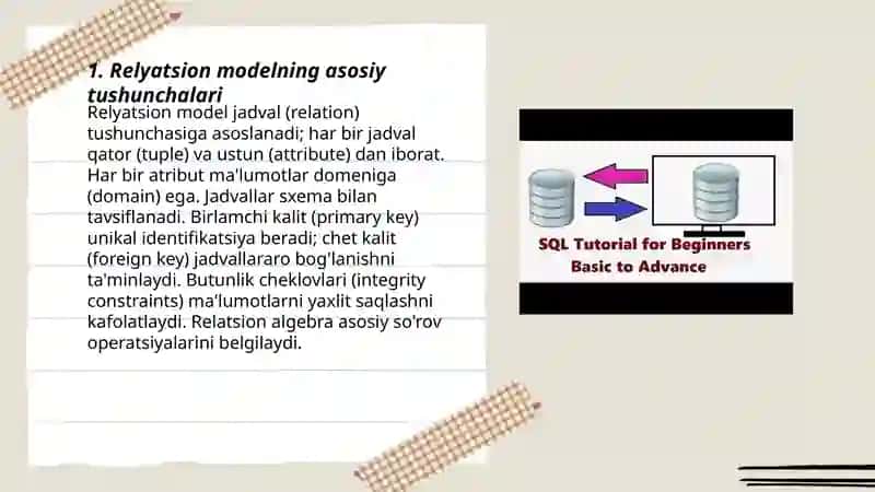 SQL ning relyatsion modelida ishlash 3