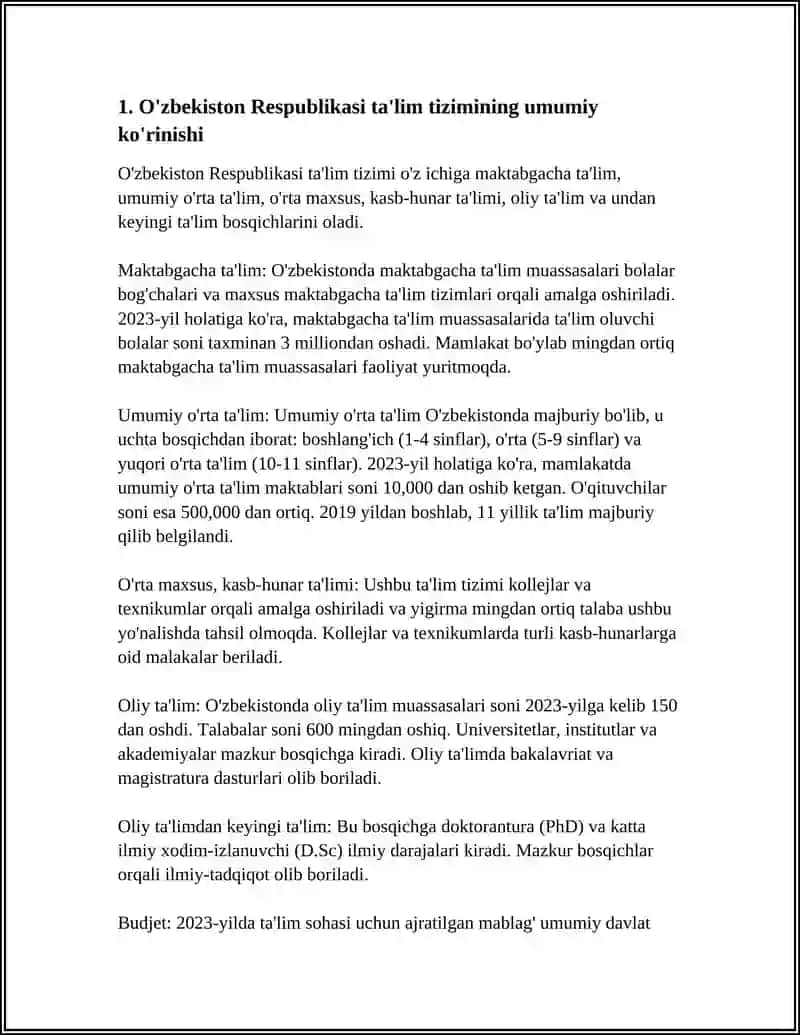 O'zbekiston Respublikasida Ta'lim Sohasi Rivoji va Istiqbol Imkoniyatlari 3