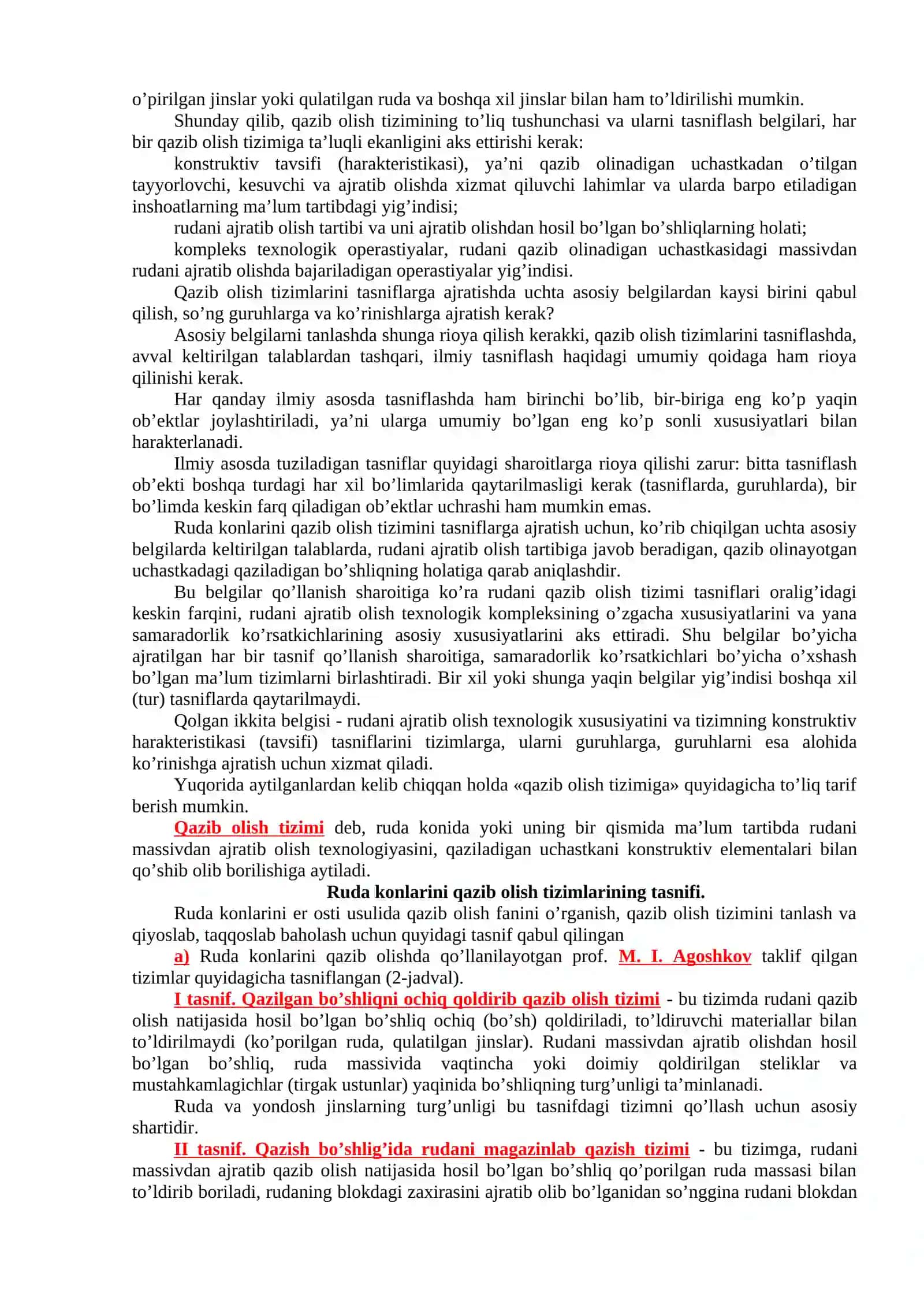 Qazib olish tizimini xarakterlovchi eng muhim belgilarini o’rganish 3