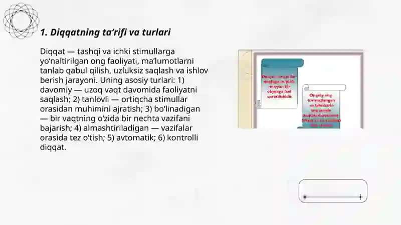 Diqqat haqida tushuncha va uning nerv-fiziologik asoslari 3