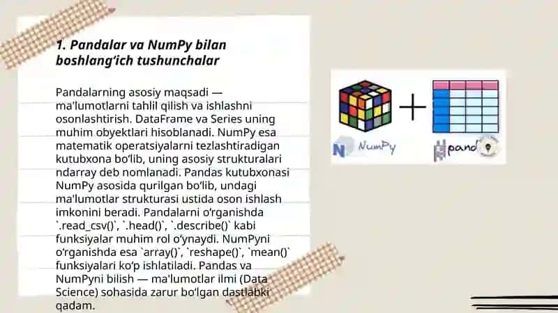 Pandalar va NumPy bilan ma'lumotlarni tozalash va tahlil qilish 3