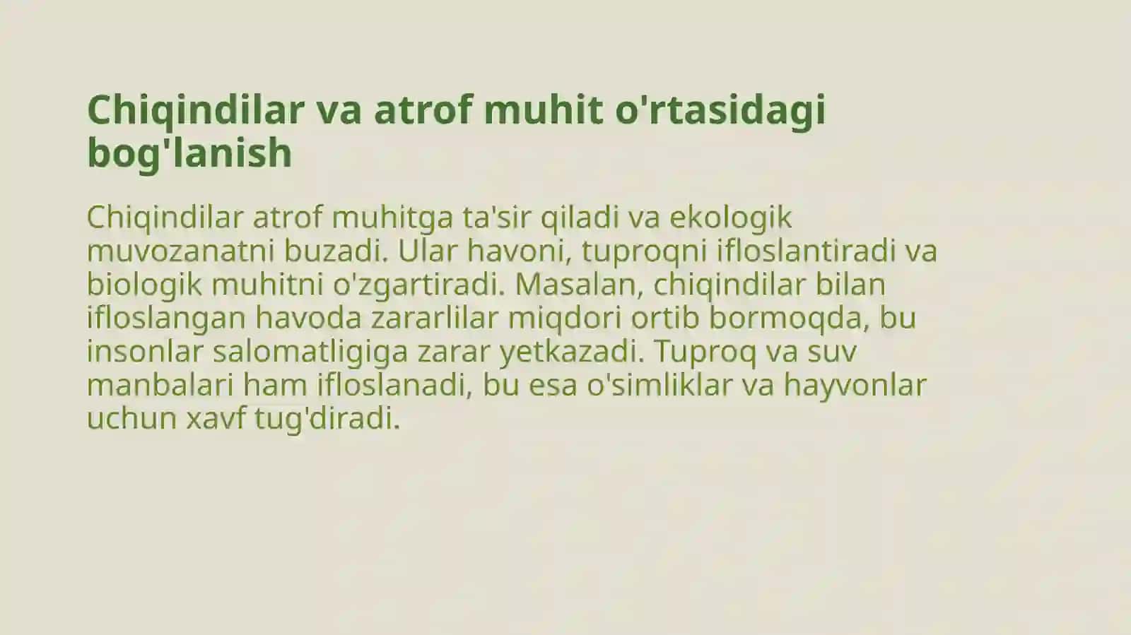 Chiqindilarni atrof tabiiy muhitga ta'sirini kuzatish 3