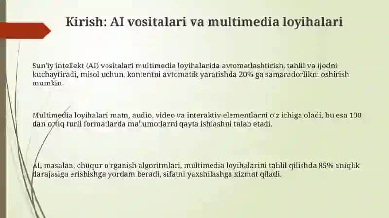 AI vositalari yordamida multimedia loyihalarini tahlil qilish va taqqoslash 3