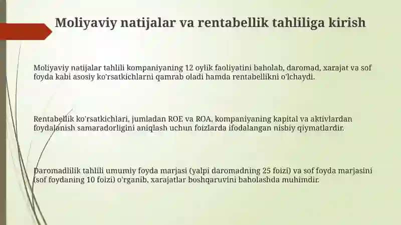 Moliyaviy natijalar hamda rentabellik ko‘rsatkichlari tahlili 3