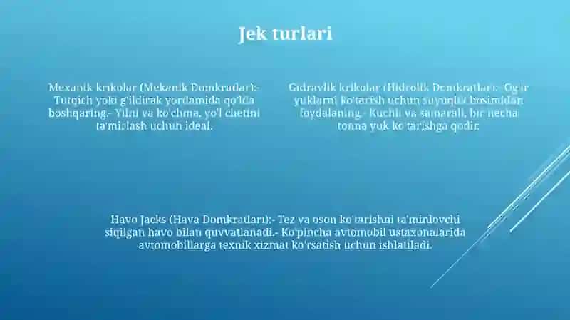 Domkratlar Turlari Va Xossalari 3