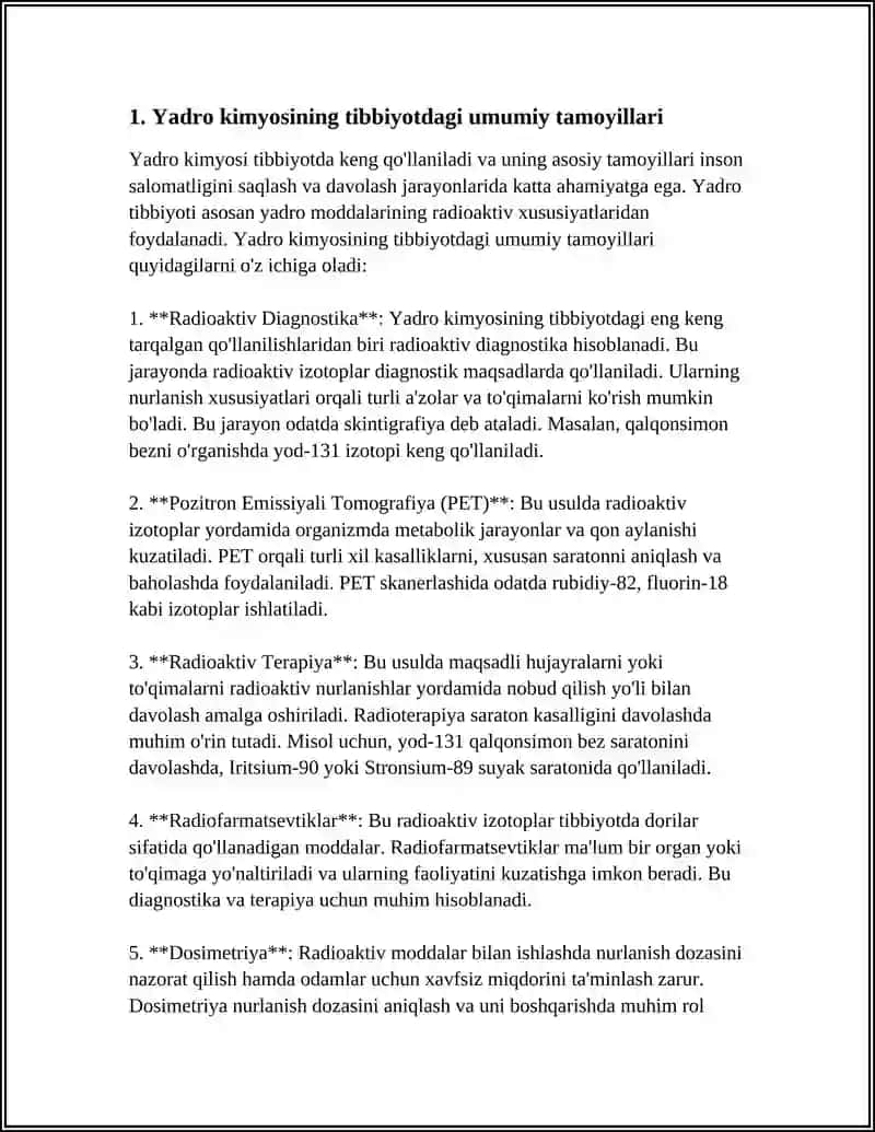 Yadro Kimyosining Tibbiyotdagi O'rni 3