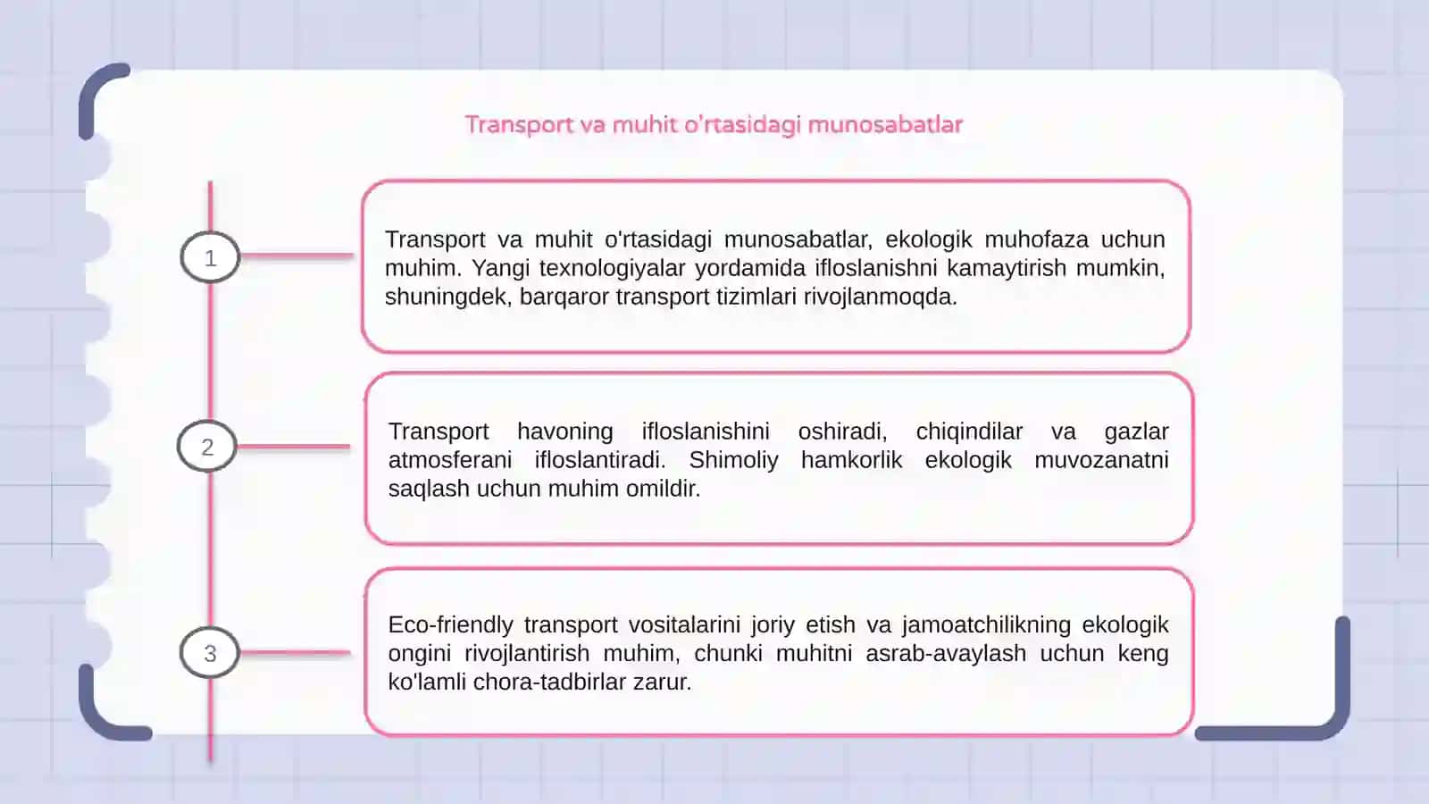 Transport va muhit o'rtasidagi munosabatlar 3