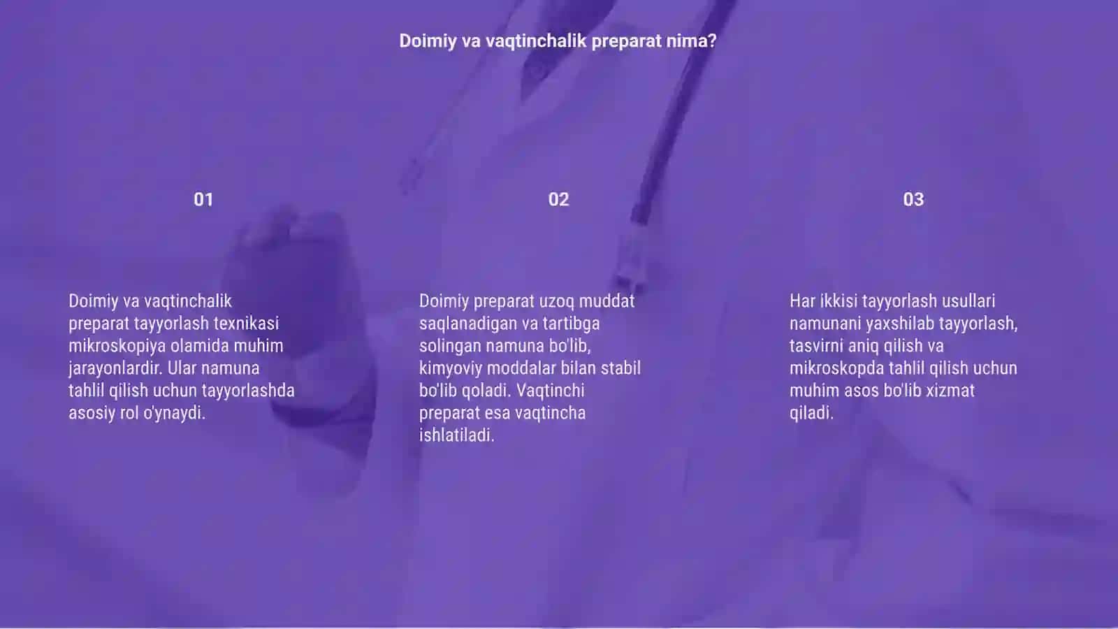 Doimiy va vaqtinchalik preparat tayyorlash texnikasi 3