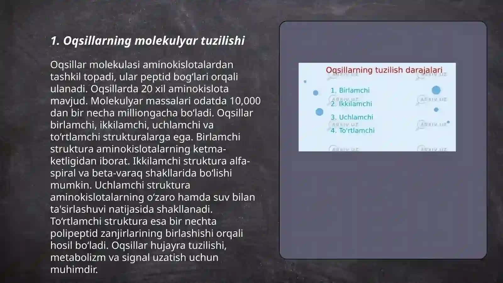 Oqsillarning fizik-kimyoviy xossalari 3